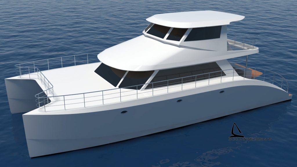 Schionning Designs Prowler 1500 Power Catamaran - Exterior CAD Render 01