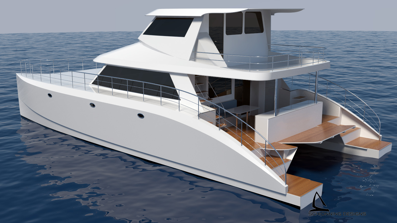 Schionning Designs Prowler 1500 Power Catamaran - Exterior CAD Render 04