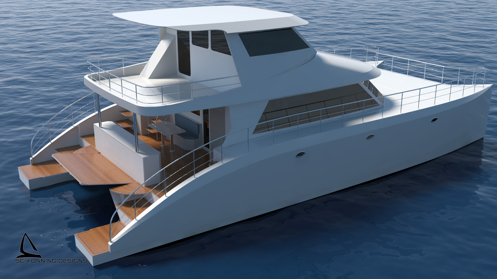 Schionning Designs Prowler 1500 Power Catamaran - Exterior CAD Render 06