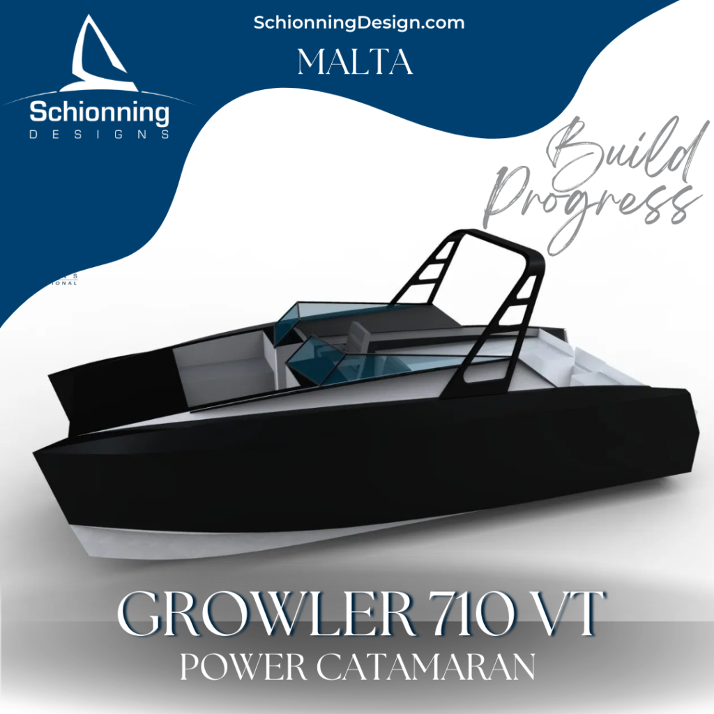 Schionning Designs Growler 710 VT Power Catamaran - Build Progress - Fiberglassing 1
