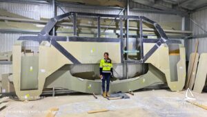 Schionning Designs Arrow 1360 | Onika's Ocean - Building our 45ft Catamaran. Located in Perth, Western Australia. "As we approach the 6 month mark of our build, we couldn’t be happier with how far we’ve progressed and how easily the kit has come together! It’s certainly been an exciting and rewarding journey for us, and we can’t wait to get her in the water!"