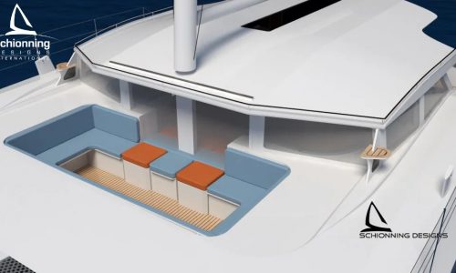 External CAD Render - Arrow 1500 Sailing Catamaran Commercial Design - SDI Deck