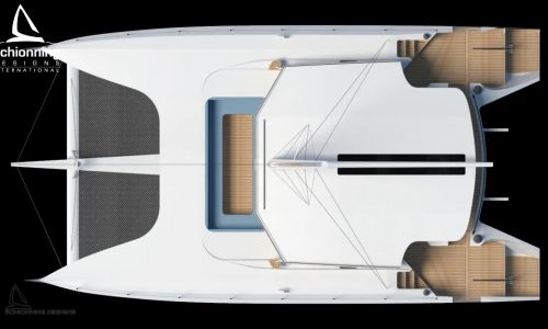 External CAD Render - Arrow 1500 Sailing Catamaran Commercial Design - SDI Arial View