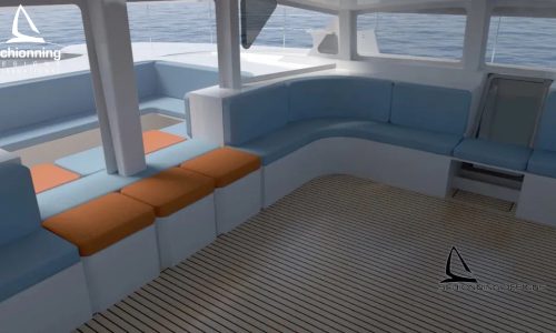 Internal CAD Render Arrow 1500 Sailing Catamaran Commercial Design - SDI