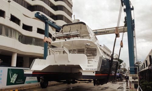 Alaskan 44 Power Catamaran Launch in Ocean Marina, Pattaya City, Thailand