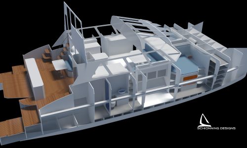Schionning Designs Prowler 1500 Power Catamaran - Interior CAD Render 04