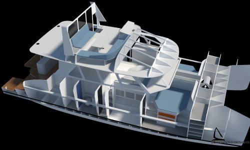 Schionning Designs Prowler 1500 Power Catamaran - Interior CAD Render 09